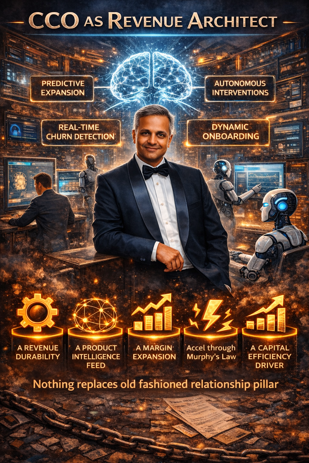 CCO as Revenue Architect visual with AI and customer success themes